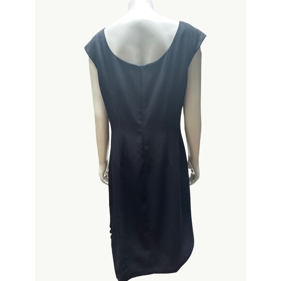 Clues Collections Basic Black Midi Sleeveless Cocktail Dress Acetate Lining 10 - Picture 3 of 9
